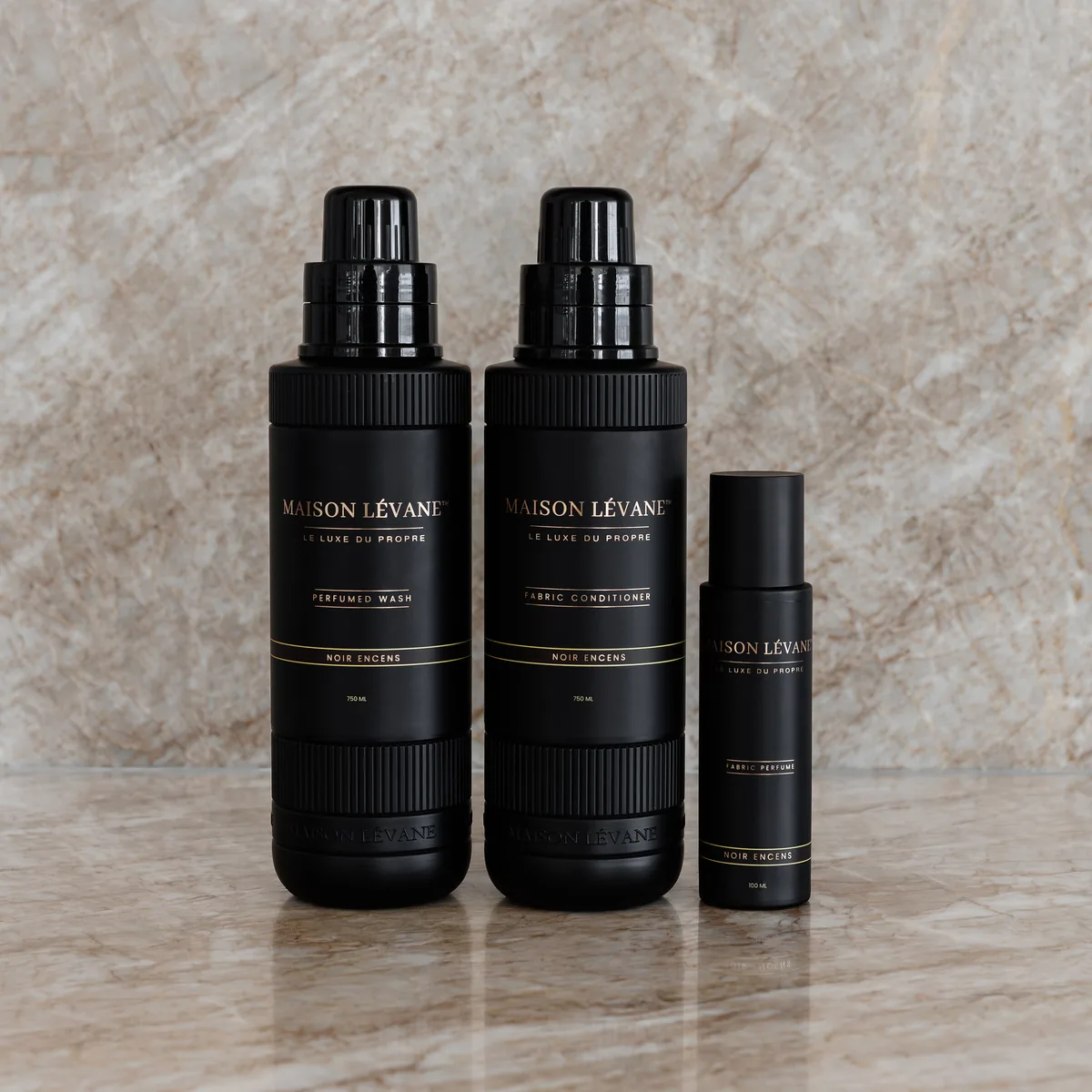The Fabric Ritual in Noir Encens: perfumed wash, fabric conditioner and fabric perfume spray