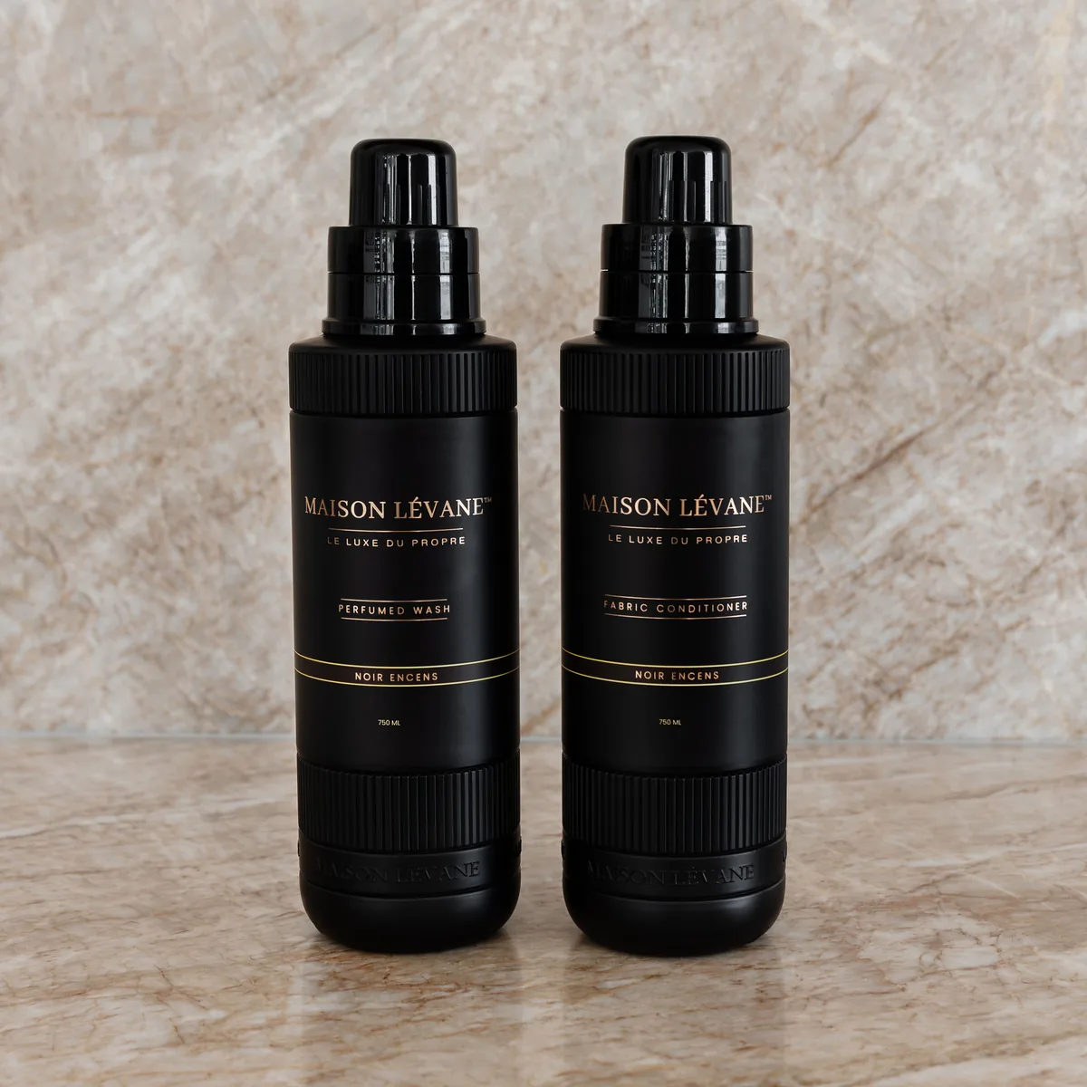 Maison Lévane Perfumed Duo: perfumed wash and fabric conditioner in Noir Encens